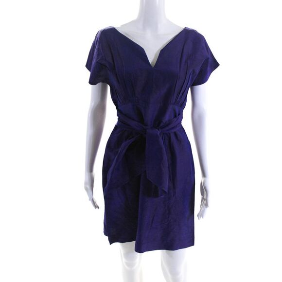 Calypso Saint Barth Womens Silk Crepe V-Neck Empire Waist Dress Purple Size XS - Picture 1 of 7